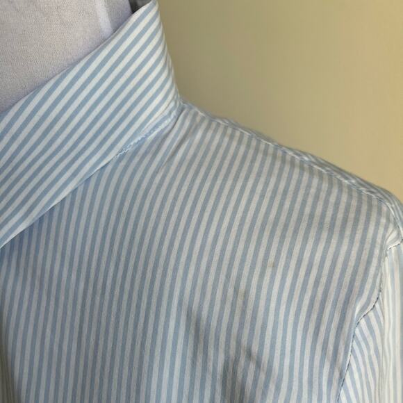 THE KOOPLES LIGHT BLUE STRIPED BUTTON DOWN SHIRT WOMENS XS - Picture 8 of 8